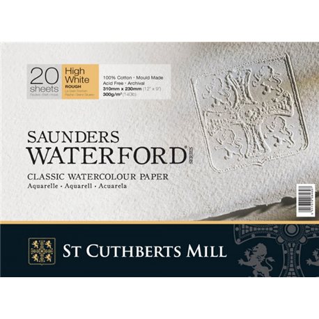 Акварельная бумага Saunders Bockingford Rough White 300 г/м, 4 рваных края 56х76 см