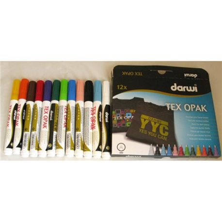 Набор маркеров по текстилю DARWI Tex Opak/ 12 х 6мл