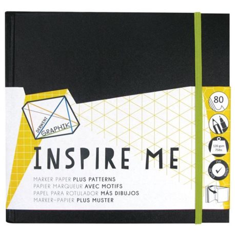 Альбом Inspire Me для маркеров/ 200х200мм/ 80л.,120гр/ с резинкой и карманом