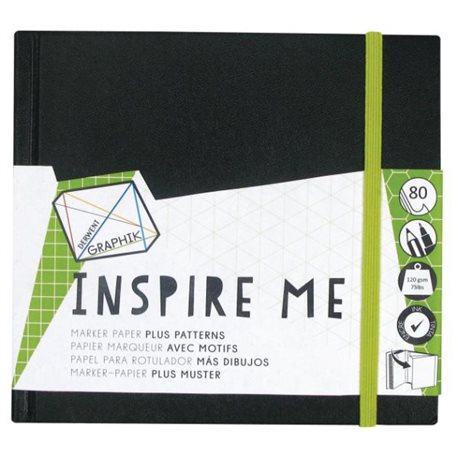 Альбом Inspire Me для маркеров/ 140х140мм/ 80л.,120гр/ с резинкой и карманом