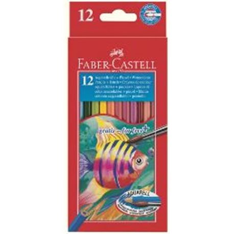 Акварельные карандаши COLOUR PENCILS с кисточкой, набор 12 цветов, в картонной коробке