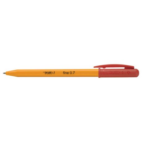 Шариковая ручка с поворотным механизмом в желтом корпусе Tratto 1-0,7 красный