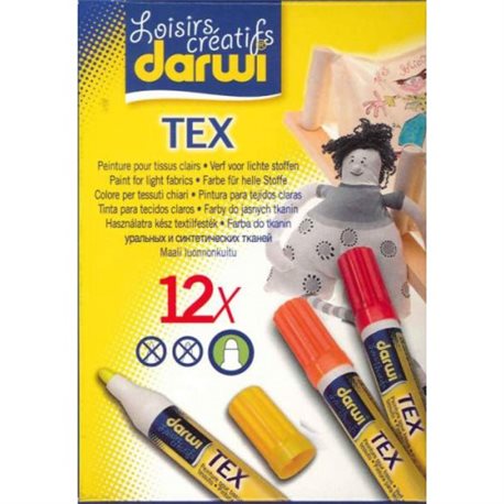 Набор маркеров по текстилю DARWI Tex/ 12 х 6мл