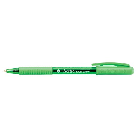 Шариковая ручка с поворотным механизмом и прорезиненной зоной захвата 1 мм.Tratto 1 Clip зеленая