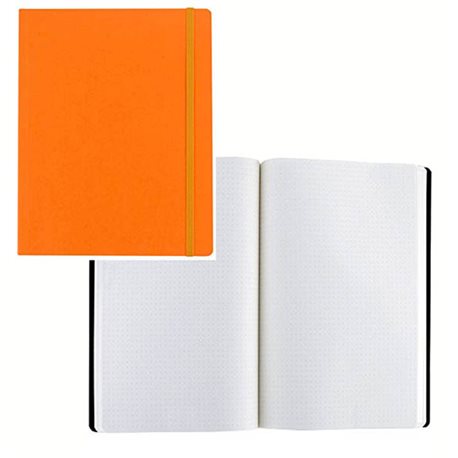 Ноотбук оранжевый с резинкой А5, 80 листов в матречную точку 85 г/м2
