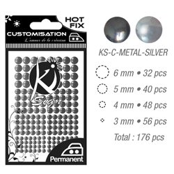 Стразы серебро термотрансфертные для тканей 3,4,5,6мм, 176 шт