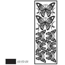 Мотив с эффектом велюра "Бабочки" черный, термотрансфертный 10х30см