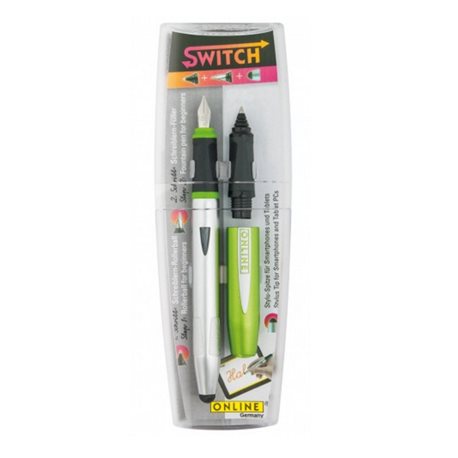 Ручка SWITCH 2 в 1 (перо + роллер), стило для смартфона/ зеленый корпус