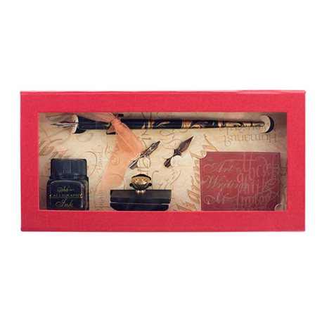 Подарочн.набор с перьями, оловян.держателем, промокашкой и чернилами