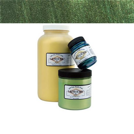 Нерастекающаяся металлическая краска по тканям "Lumiere" оливк.зеленая