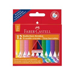 Цветные восковые стирающиеся мелки GRIP "Faber Castell" набор 12цв