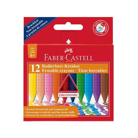 Цветные восковые стирающиеся мелки GRIP "Faber Castel" набор 12цв