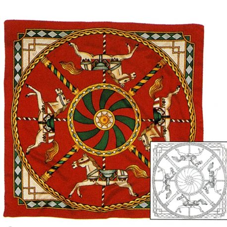 Шелк.платок с контурным рисунком 90х90 "Карусель"