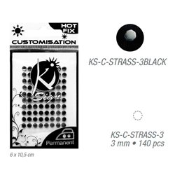Стразы черные термотрансфертные для тканей 3мм, 140 шт