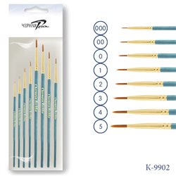 Набор кистей 8шт/Синтетика круглая (000,00,0,1,2,3,4,5) (голубая ручка )