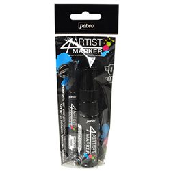 Набор масляных маркеров 4ARTIST MARKER/ Черные, 2 шт, 2 и 8 мм
