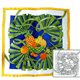Шелк. платок с контурным рисунком 90х90 "Фрукты и пальмовые листья"