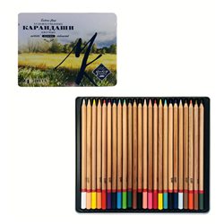 Набор профессиональных цветных карандашей, 24 цвета, в жестяной упаковке