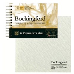 Блок акварельной бумаги на спирали Bockingford Rough Spiral 300 г/м, 13х18 см, 12 листов, крупное зерно