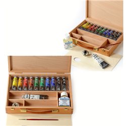 Набор темперных красок Tempera Fine в дер. ящ. 20х30см + аксс-ры