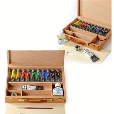 Набор темперных красок Tempera Fine в дер. ящ. 20х30см + аксс-ры