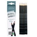 Artist Studio Line - 6 графитовых карандашей, набор для графики (твердости 2хB, 2xHB, 2хF) картонная
