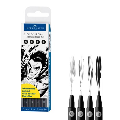 Набор капиллярных ручек Faber-Castell "Pitt Artist Pen Manga Black set" черные, 4шт.