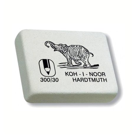 Ластик KOH-I-NOOR ELEPHANT 300/30 каучук 35,5x28,5x10 мм белый прямоуг.