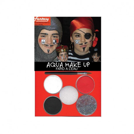 Набор красок для аквагрима Aqua Make Up/ Пират, рыцарь, король, 4цв.+ кисть и спонж