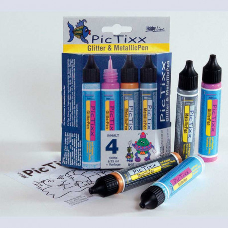 Набор аппликаторов PicTixx Glitter+ Metallic Hobby Line/ 4х29 мл