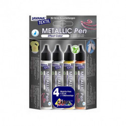 Набор "Javana Textil Metallic Pen", 4 аппликтора по 29 мл+ шаблон