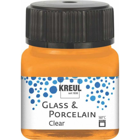 Краска по стеклу и фарфору /Оранжевый/ KREUL Clear на водной основе, 20 мл