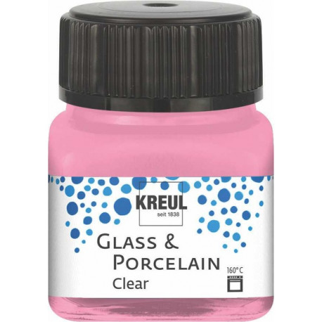 Краска по стеклу и фарфору /Розовый/ KREUL Clear на водной основе, 20 мл