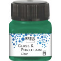 Краска по стеклу и фарфору /Зелёный тёмный/ KREUL Clear на водной основе, 20 мл
