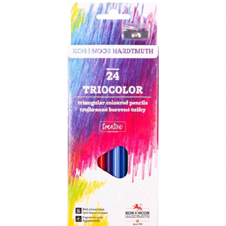 Карандаши цветные TRIOCOLOR 3134 24цв с точилкой картон.упак. с подвесом