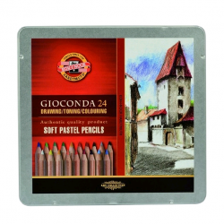Карандаши пастельные GIOCONDA SOFT 8828 24цв металл.коробка