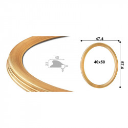 Овальная рама профиль 45х23 без декора 40х50 Золото Патина