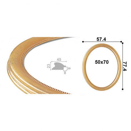 Овальная рама профиль 45х23 с декором 50х70 Золото Патина