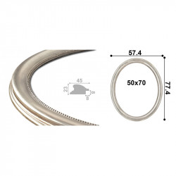 Овальная рама профиль 45х23 с декором 50х70 Серебро Патина