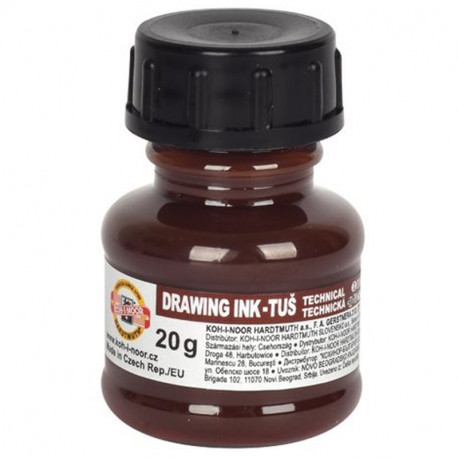 Тушь цветная KOH-I-NOOR 1417001, коричневая, флакон 20 гр.