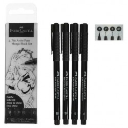 Набор капиллярных ручек Faber-Castell "Pitt Artist Pen Manga Black set" черные, 4шт.