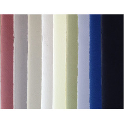 Бумага ручного литья, 100% хлопок, 50х70 см, 200 г, 9 оттенков, мелкое зерно, рваные края