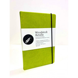 Скетчбук 11х19 см, книжный переплет, бумага дизайнерская Woodstock Betulla, пл 140г/м, 60 листов, на резинке.