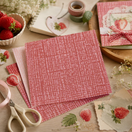 Картон для Scrapbooking, 30,5х30,5см, STRUKTURA VINTAGE Клубничный